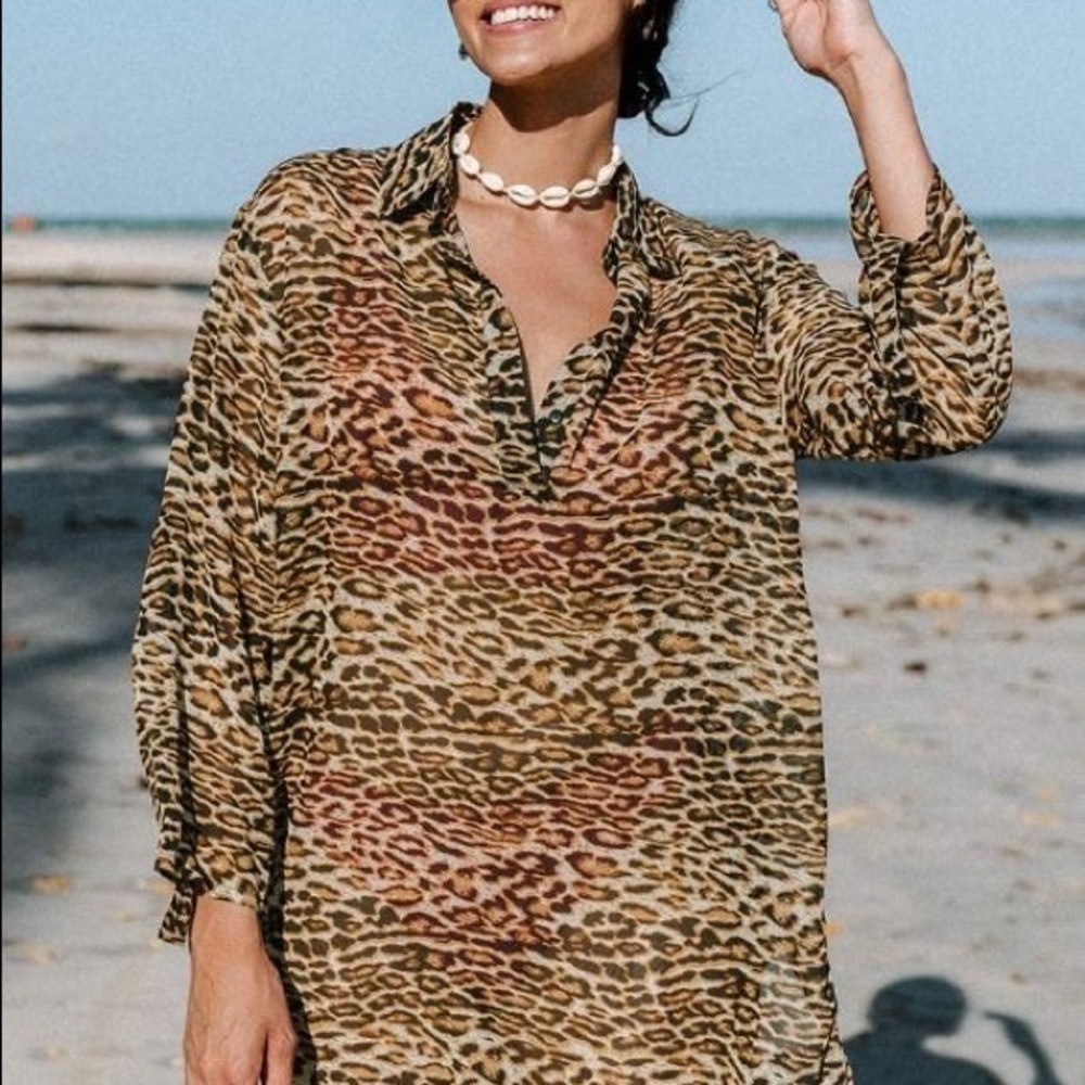 Cupshe Carli Animal Print Open Front Cover Up M